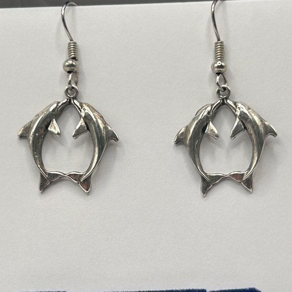 Silver Dolphin Earrings - Picture 8 of 8